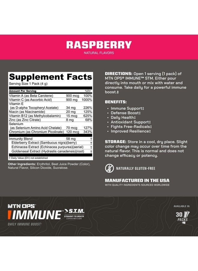 MTN OPS Daily STM Immune Booster - Raspberry Flavor, 30 Stick Pouch - Image 2