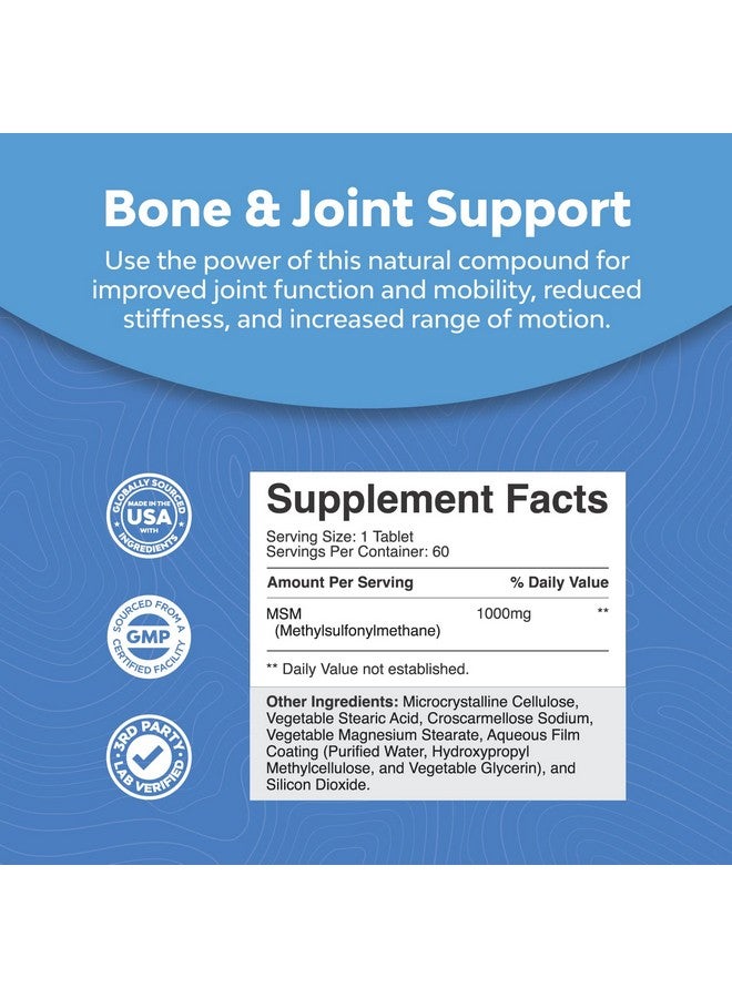 Natures Design Pure Msm Supplement Tablets Joint Support For Increased Flexibility With Youthful Collagen Boosting Pills And Antioxidant Supplement For Men And Women - Image 3