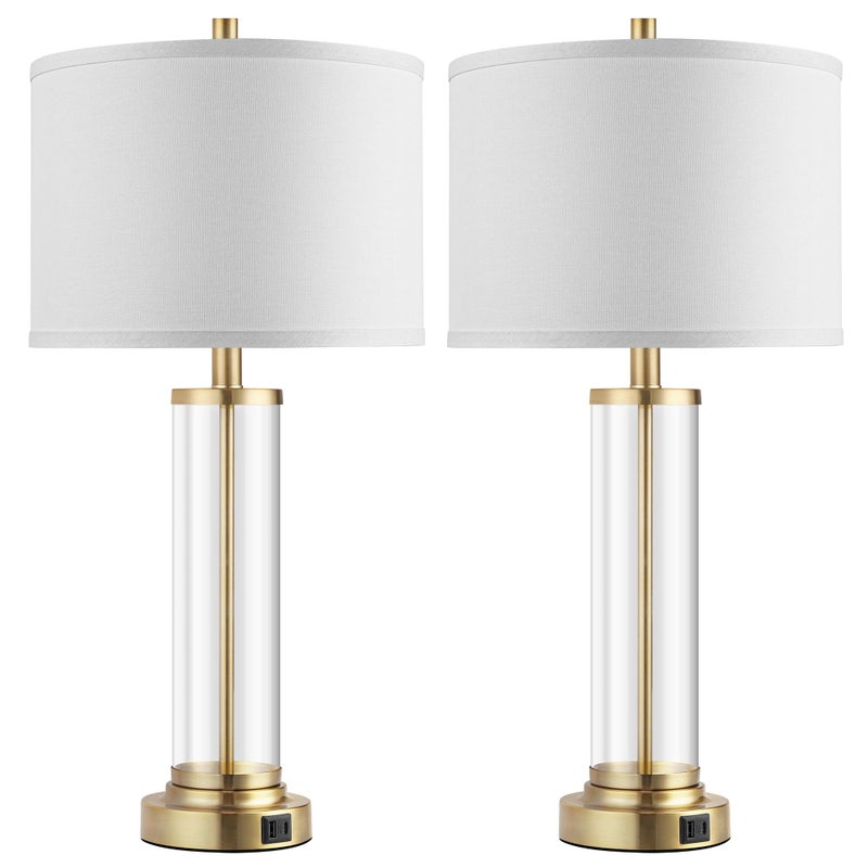 QiMH Lamps for Bedrooms Set of 2, Touch Control Table Lamps with USB A+C Ports, 3-Way Dimmable Bedside Lamp with Fabric Lampshade, Modern Nightstand Lamp for Living Room Bedroom (LED Bulbs Included) - Image 5