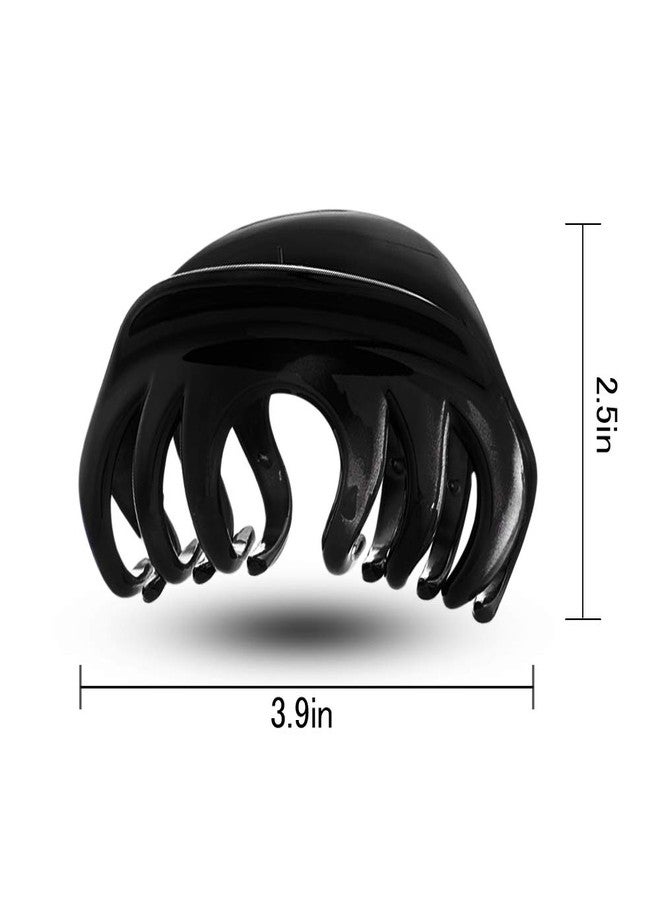 DINPREY 4 Inch Pretty Hair Clip, thick hair clips, Hair Claw for Women large claw, Hair Grip for Thick Hair, hair clips for long thick hair (Black & Blue & Coffee) - Image 2
