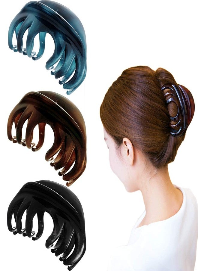 DINPREY 4 Inch Pretty Hair Clip, thick hair clips, Hair Claw for Women large claw, Hair Grip for Thick Hair, hair clips for long thick hair (Black & Blue & Coffee) - Image 1