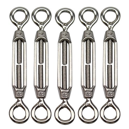 DYWISHKEY M4 Stainless Steel 304 Eye & Eye Turnbuckle Wire Rope Tension (5Pcs) - Image 1