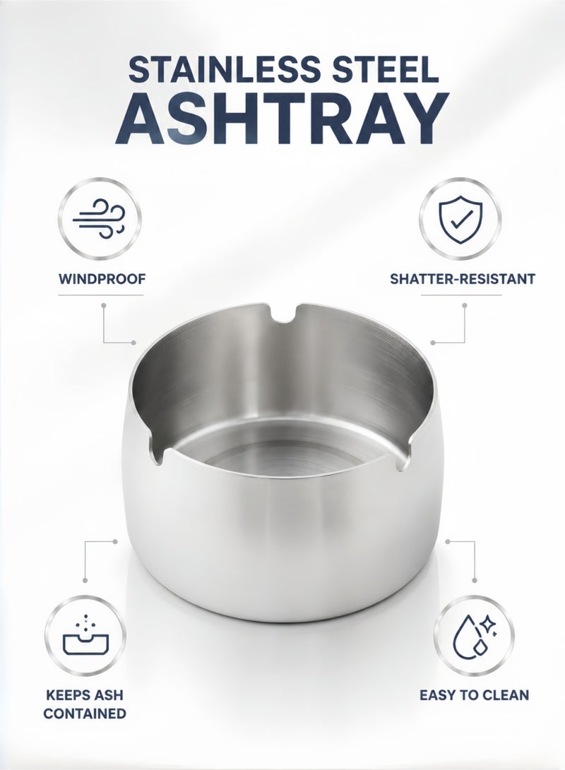 MEI TU Stainless Steel Ashtray 10 × 5 cm - Image 4