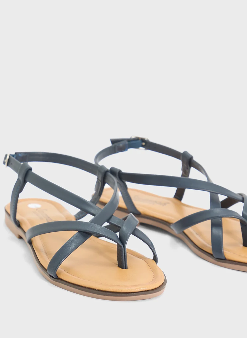 Savannah Collection Strappy  Flat Sandal