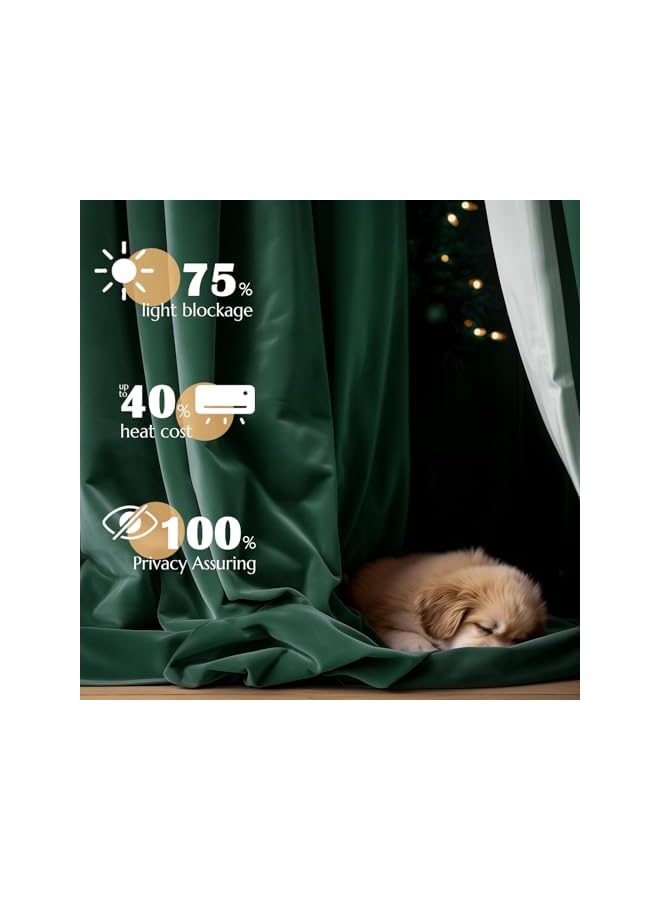 The Bros Velvet Curtain for Living Room, Sage Thermal Insulated Luxury Drape for Bedroom, Stylish Soft Privacy Room Darkening Window treatment Grommet 1 Panel 108L - Image 3