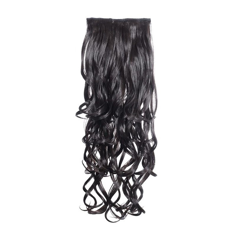 KIS Beautiful Hair Extensions Curly Real Human Hair Blend Glamorous Handcrafted Tangle Free HairWashableReusable Heat Resistant 23 Inch Hair Length Ex4 Natural Brown Color - Image 1
