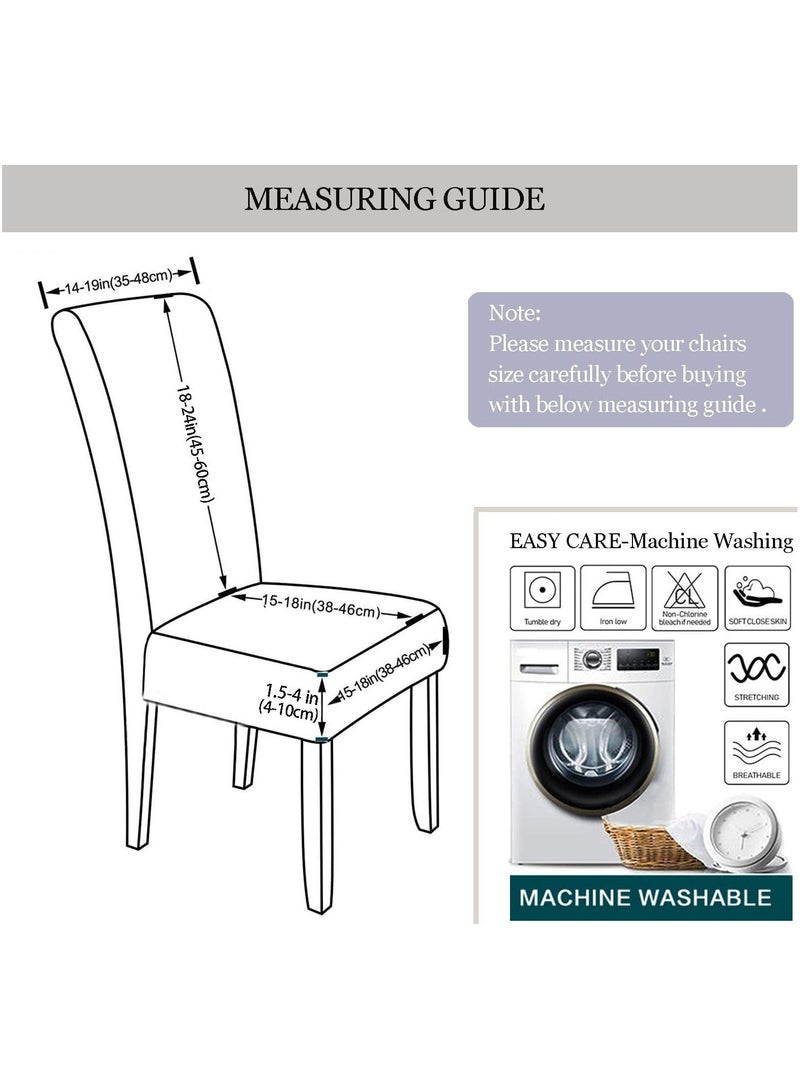DUNISO 4 Pcs Dining Chair Cover, Polyester Fabric Fit Stretch Chair Slipcover, Removable Washable Jacquard Parsons Chair Covers (White) - Image 3