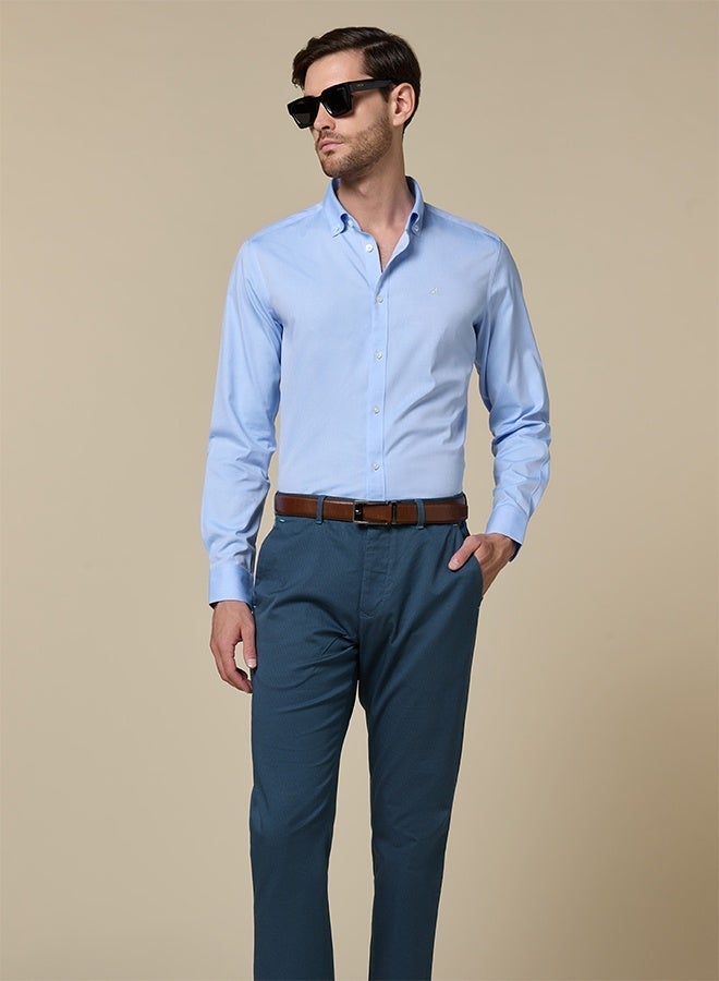 Mannerism The Office Ready Blue Non-Iron Oxford Shirt with Durable Weave - Image 4