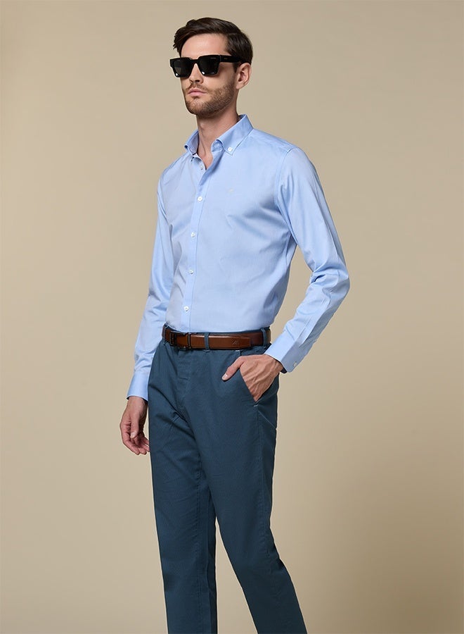 Mannerism The Office Ready Blue Non-Iron Oxford Shirt with Durable Weave - Image 5