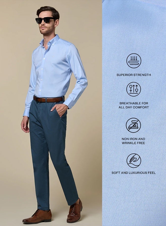 تكلف The Office Ready Blue Non-Iron Oxford Shirt with Durable Weave - Image 3
