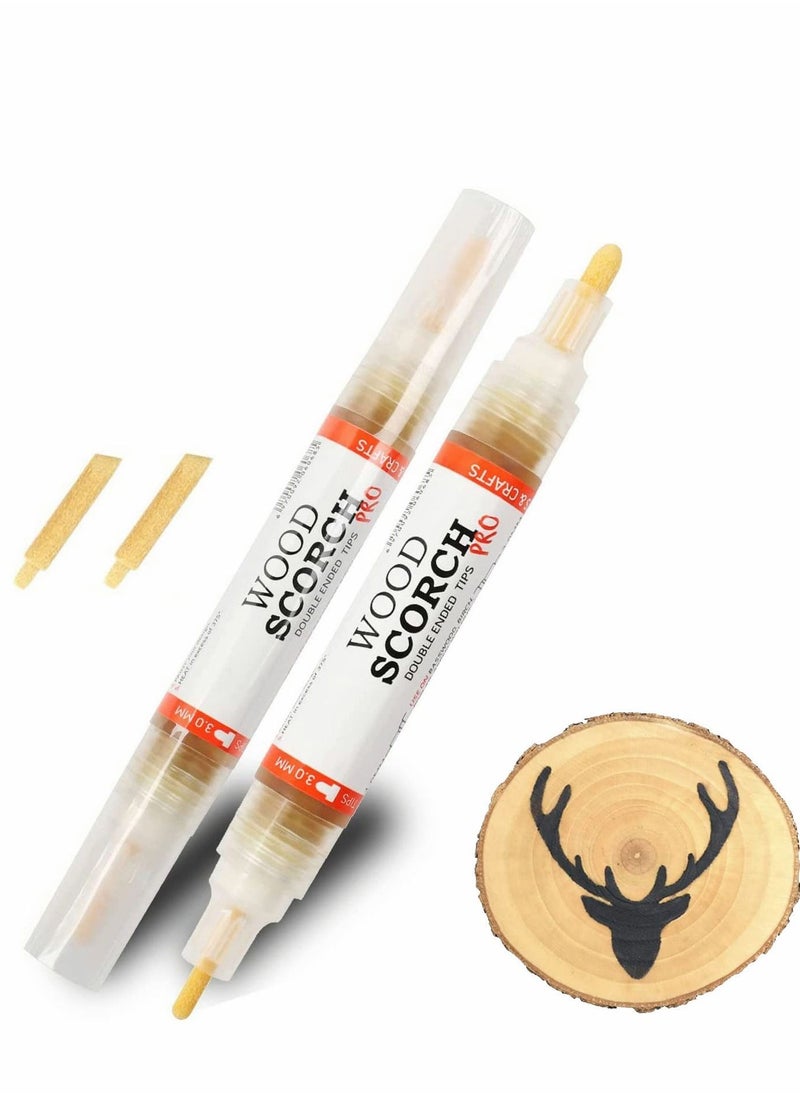 Y&D Wood Burning Pen Marker 2PCS Scorch Heat Sensitive for and Crafts 2-in-1 with Oblique Tip Bullet replacement Tips  - Image 1