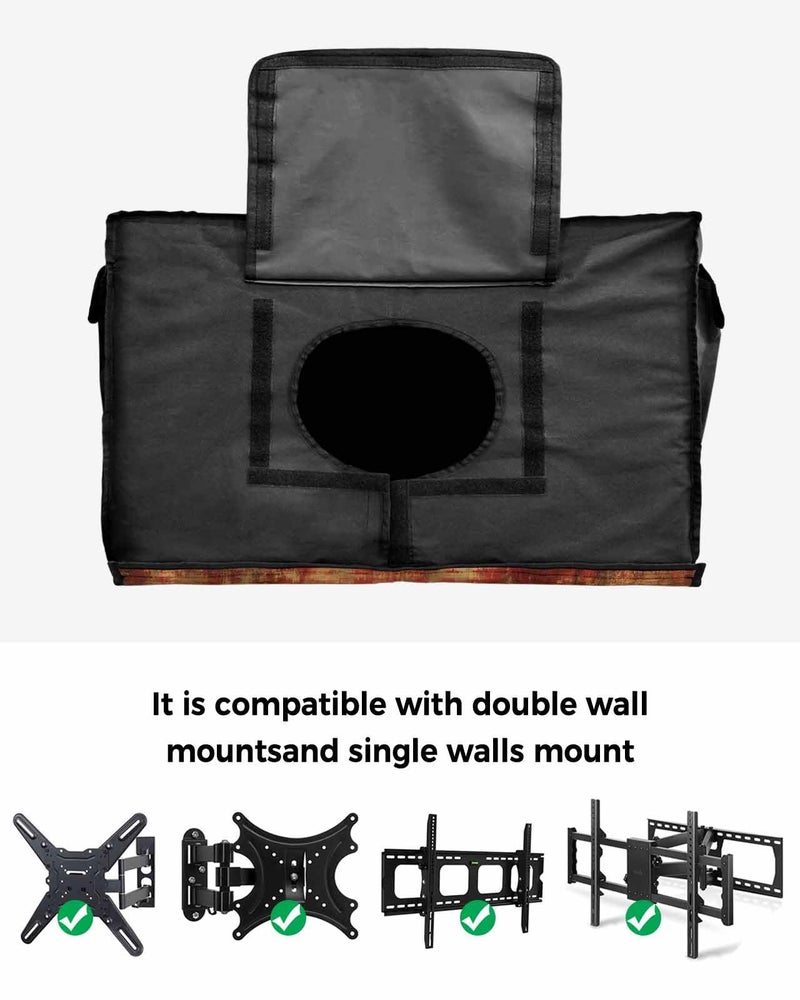 American Flag Outdoor TV Cover 70 to 75 Inches Weatherproof Waterproof Vintage Wooden Enclosure with Remote Pocket Blue Red Beige - Image 5