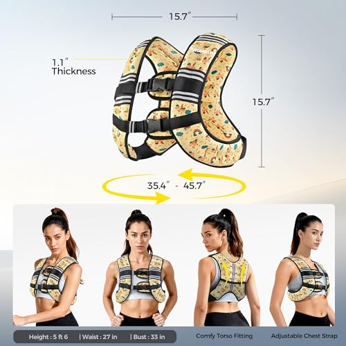 PACEARTH Weighted Vest,6lb/8lb/10lb/12lb/16lb/20lb/25lb/30lb Weight Vest with Reflective Stripe, Body Weight Vests for Women, Men, Weight Loss Workout, Strength Training, Running, Walking, Jogging - Image 2