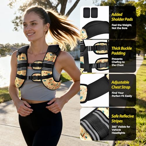PACEARTH Weighted Vest,6lb/8lb/10lb/12lb/16lb/20lb/25lb/30lb Weight Vest with Reflective Stripe, Body Weight Vests for Women, Men, Weight Loss Workout, Strength Training, Running, Walking, Jogging - Image 4