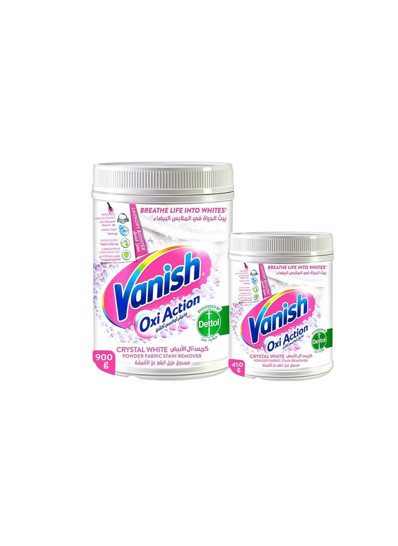 Vanish - Vanish Oxi Action Crystal White Fabric Stain Remover Powder with Scoop, 900g + 450g - Image 1
