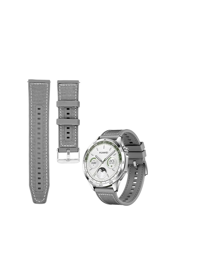 Generic 22mm For Huawei Watch 4 /Watch 4 Pro 2023 Nylon Braided Silicone Composite Watch Strap, GRAY  - Image 1