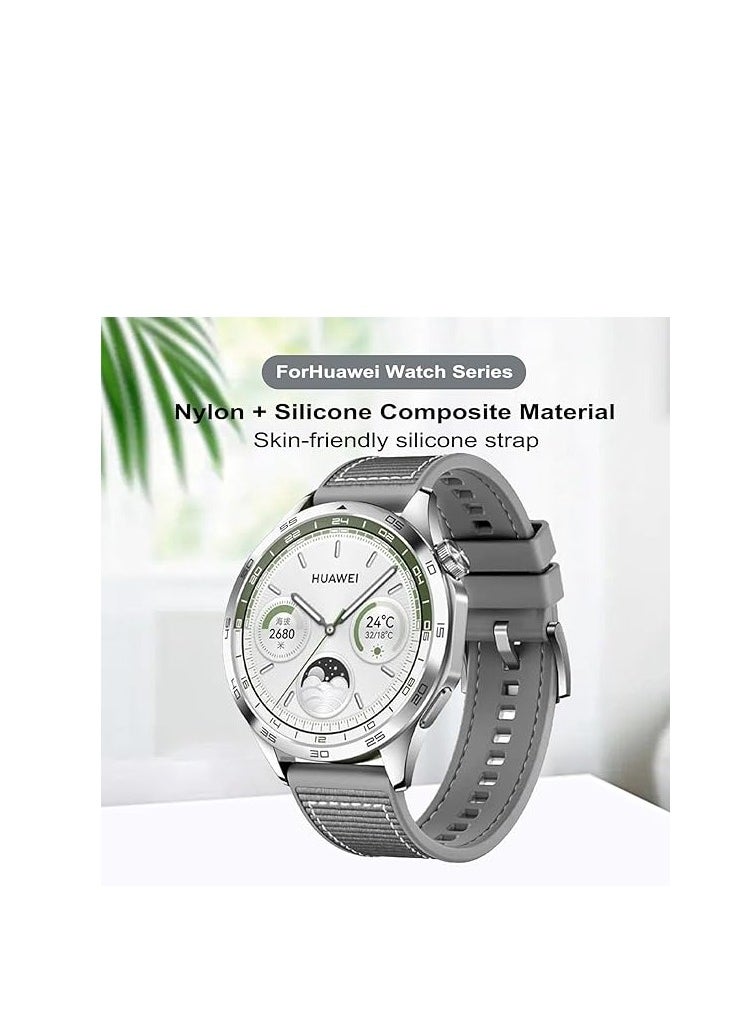 Generic 22mm For Huawei Watch 4 /Watch 4 Pro 2023 Nylon Braided Silicone Composite Watch Strap, GRAY  - Image 2