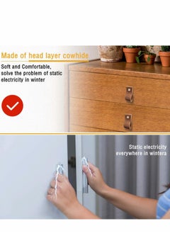 Excefore 6Pcs Leather Drawer Pulls,Handmade Leather Dresser Knobs,Perfect Replacement of Metal Cabinet Knobs,Leather Drawer Handle with Screws for Home,Kitchen,Bedroom, Brown  - Image 2
