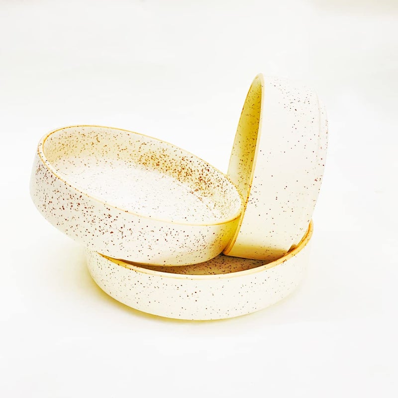 SG Shadowgreen ShadowGreen Ceramic Salad Bowl Set of 3 Bowls 75inch 65inch 55inch Deep Dish Bowls Serving Bowls Matte Marble Design - Image 4