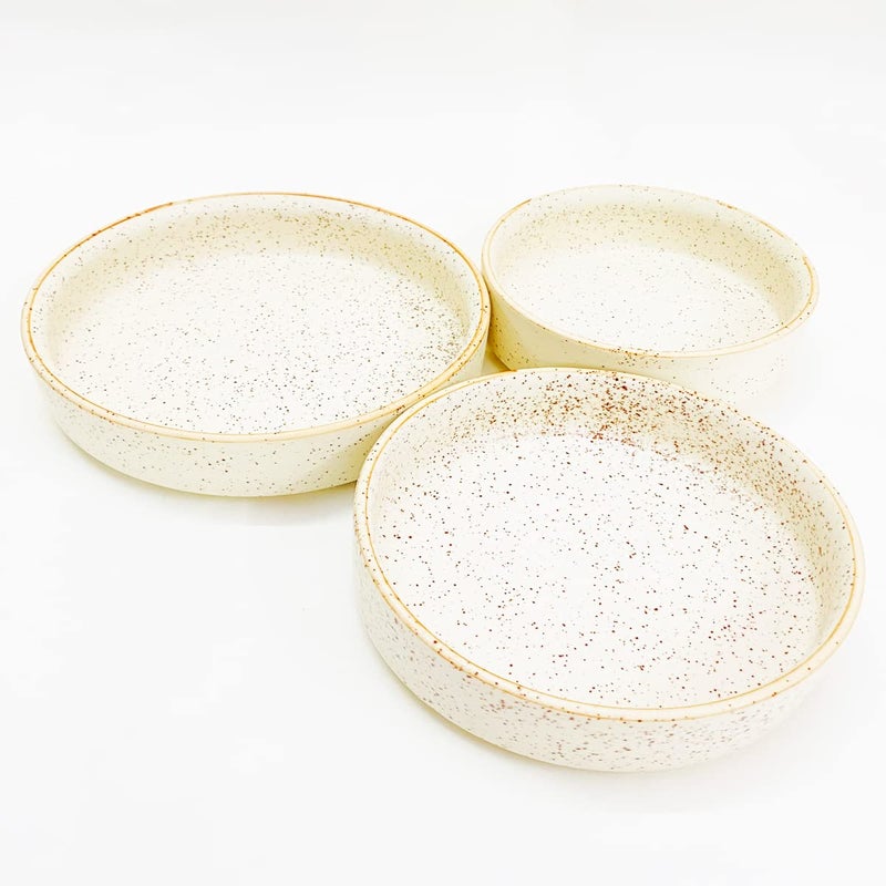 SG Shadowgreen ShadowGreen Ceramic Salad Bowl Set of 3 Bowls 75inch 65inch 55inch Deep Dish Bowls Serving Bowls Matte Marble Design - Image 2