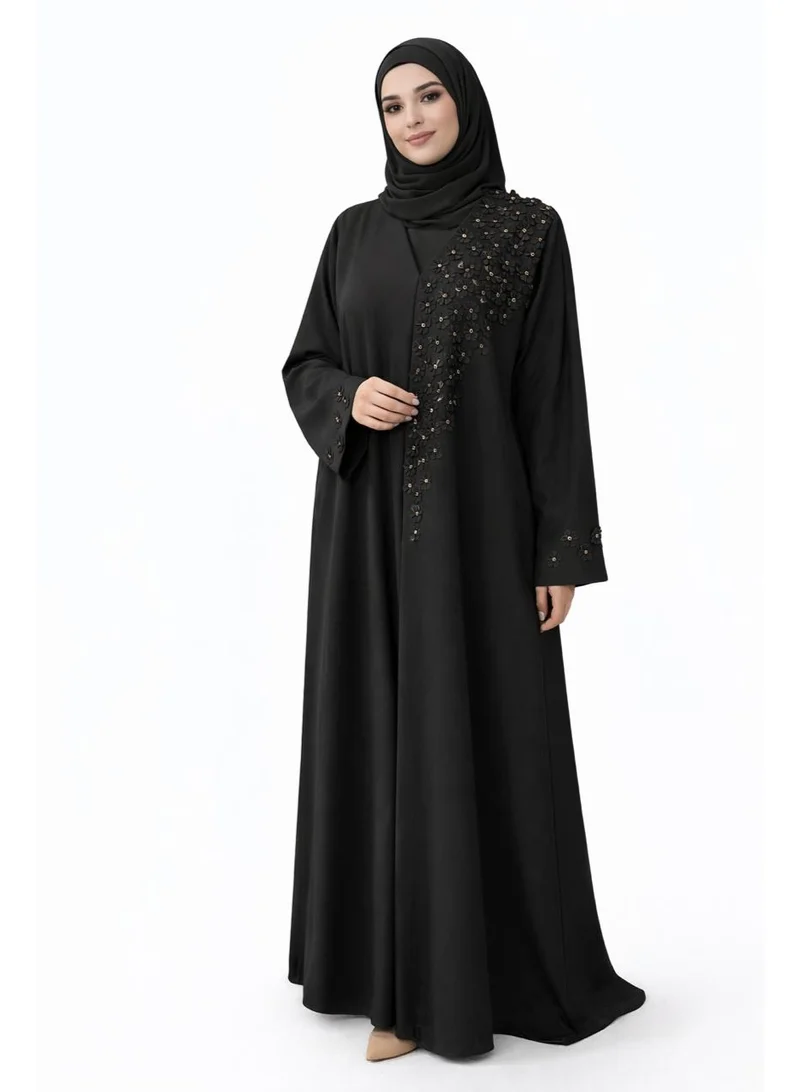 اوفيليا فستان طويل محتشم بتطريز الزهور – عباية فاخرة لرمضان وعيد الفطر