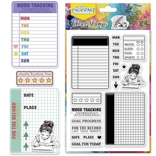 CHGCRAFT Notebook Clear Stamps Diary Transparent Silicone Stamps Silicone Clear Stamp Seals for Cards Making DIY Scrapbooking Photo Journal Album - Image 1