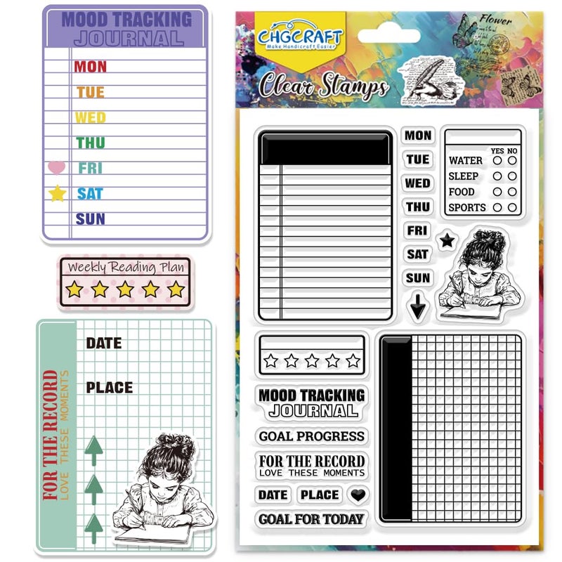 CHGCRAFT Notebook Clear Stamps Diary Transparent Silicone Stamps Silicone Clear Stamp Seals for Cards Making DIY Scrapbooking Photo Journal Album - Image 3