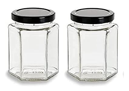 CROCO JAR Hexagon Glass Jar & Container With Rust Free Air Tight Lid, Suitable For Use In Your Home Office, Kitchen Storage/Glass Jar For Kitchen 250 Ml (Pack Of 6, Black) - Image 4