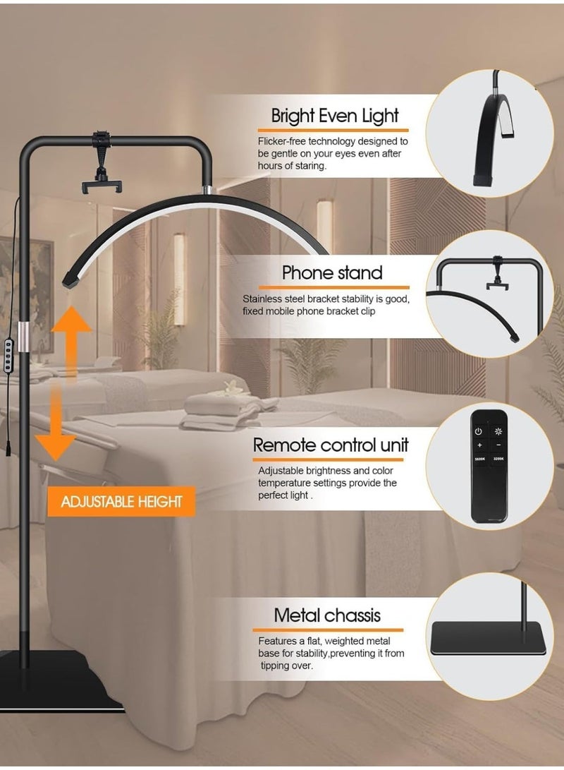 Half Moon LED Floor Lamp with Phone Holder and Adjustable Brightness HD-M8X - Black - Image 5
