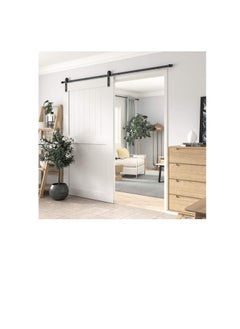 ROBUSTLINE Robustline Black Straight Design Sliding Roller Barn Single Wood Door Hardware Closet Track Kit Set (2 Mtr / 6.5 Foot)  - Image 2