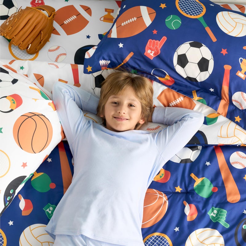 Joiedomi Kid Full Comforter Set - 7 Piece Ball Sports Bedding Set for Boys/Girls - Super Soft Microfiber Bed in a Bag with Comforter  Sheets  Pillowcase & Sham - Image 2