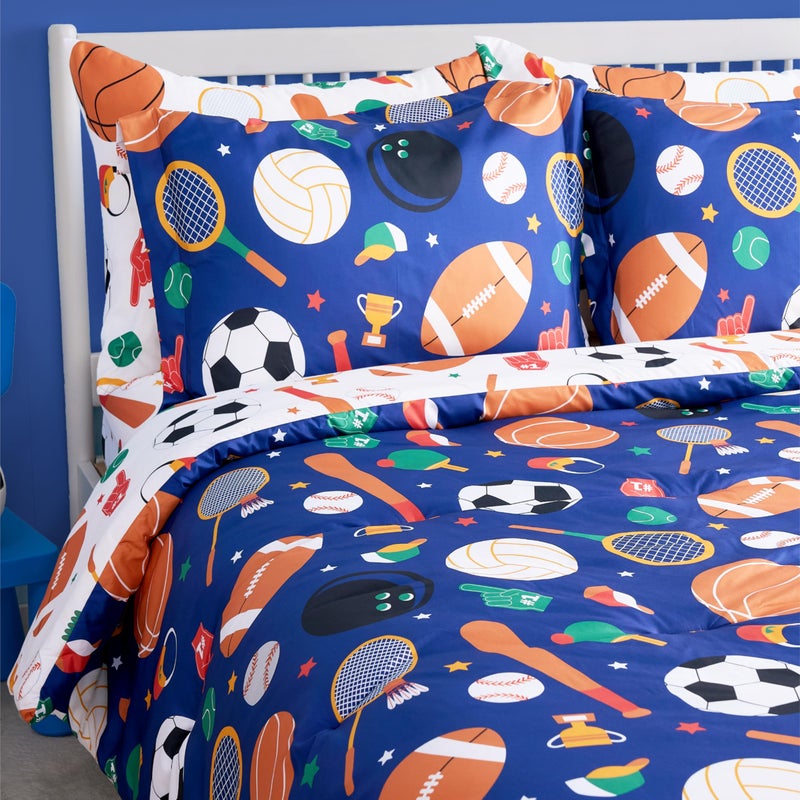 Joiedomi Kid Full Comforter Set - 7 Piece Ball Sports Bedding Set for Boys/Girls - Super Soft Microfiber Bed in a Bag with Comforter  Sheets  Pillowcase & Sham - Image 3