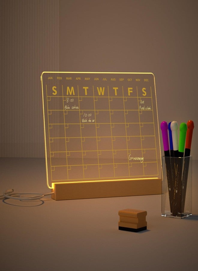 RR RAXMIN Light Up Clear Dry Erase Calendar 13 x 9 inch with 5 Markers, Acrylic Lighting Markable Calendar Board Agenda for Bedroom/Office/Home/Kitchen - Image 3