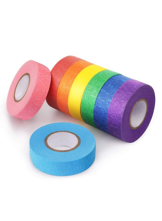8 Rolls Color Masking Tape, DIY Craft Tape, Colored Masking Tape,Decorative Paper Tape for Kids (8 Color, 2.5cm * 14m) - Image 1