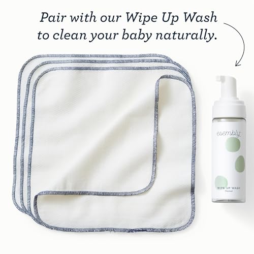 Esembly Wipe Ups, Organic Cotton Reusable Baby Wipes, Soft and Sturdy Washable Cloth Diaper Wipes, One Size, 12-pk - Image 5