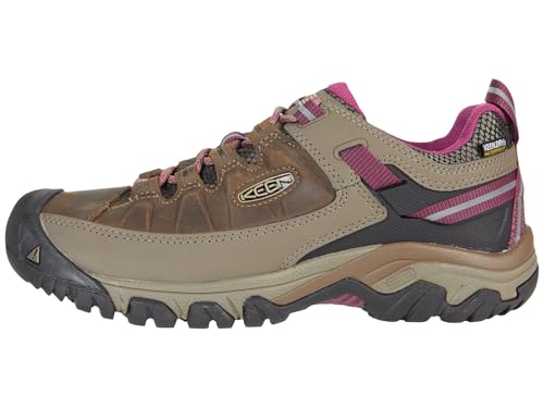Keen أحذية المشي النسائية KEEN Targhee 3 منخفضة الارتفاع المقاومة للماء، وايس/بويزن بيري، 8 أمريكي - Image 1
