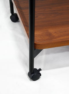Sharpdo 2 Tier Side Table with Wheels Living Room End Table MDF Mobile Sofa Side Table Small Bedside Table 50*50*54cm  - Image 4