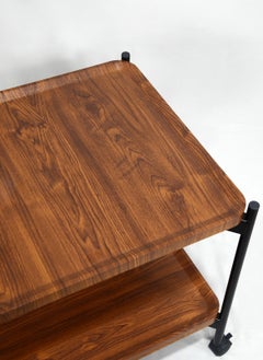 Sharpdo 2 Tier Side Table with Wheels Living Room End Table MDF Mobile Sofa Side Table Small Bedside Table 50*50*54cm  - Image 5