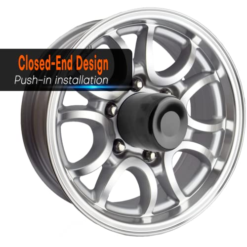 GTownWorks 4Pcs 4.25 inch Wheel Center Caps Fit 4.25" Center Bore Truck Trailer RV SUV Wheels Rims, Carbon Steel Black Push Through Hub Covers - Image 2