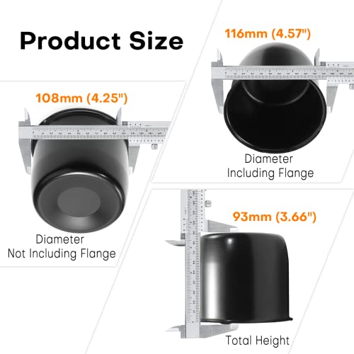 GTownWorks 4Pcs 4.25 inch Wheel Center Caps Fit 4.25" Center Bore Truck Trailer RV SUV Wheels Rims, Carbon Steel Black Push Through Hub Covers - Image 5