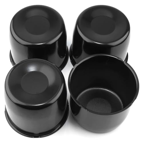 GTownWorks 4Pcs 4.25 inch Wheel Center Caps Fit 4.25" Center Bore Truck Trailer RV SUV Wheels Rims, Carbon Steel Black Push Through Hub Covers - Image 1