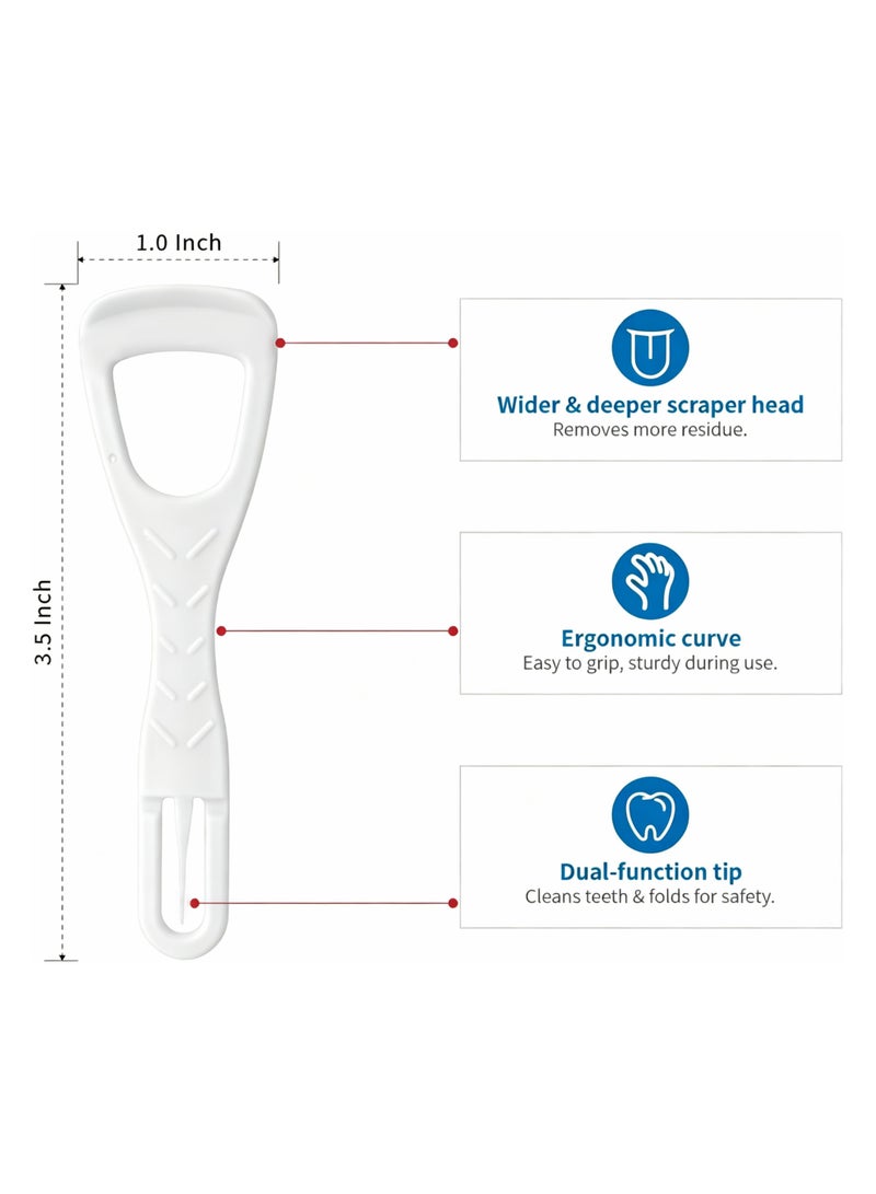 40 Count Disposable Tongue Cleaners (2 Boxes of 20), Dual Function Plastic Tongue Scrapers with Built-in Toothpick, Ergonomic Tongue Brush for Fresh Breath & Oral Care - Image 2