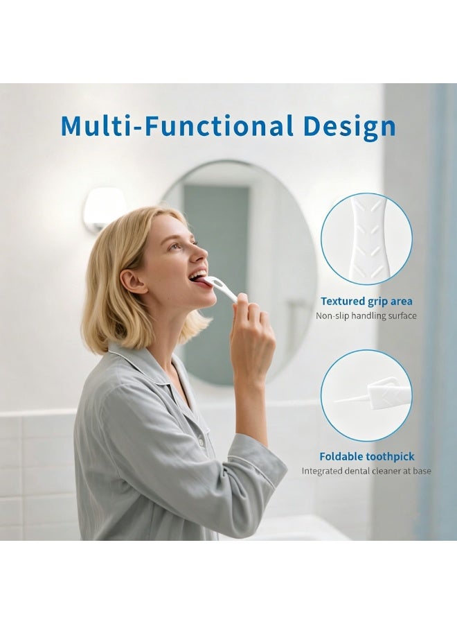 40 Count Disposable Tongue Cleaners (2 Boxes of 20), Dual Function Plastic Tongue Scrapers with Built-in Toothpick, Ergonomic Tongue Brush for Fresh Breath & Oral Care - Image 5