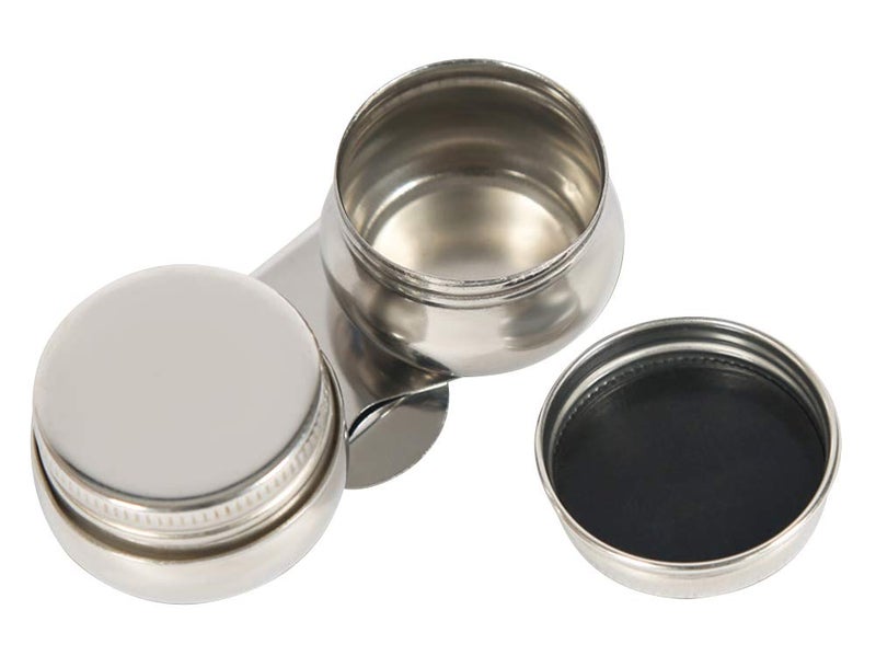 ITODA Double Dipper Palette Stainless Steel Cup Oil Container Paint Turpentine Solvent Tins Palette Watercolor Leakproof DIY Art Craft Mixing Paint Large Mouth Case with Screw Cap 