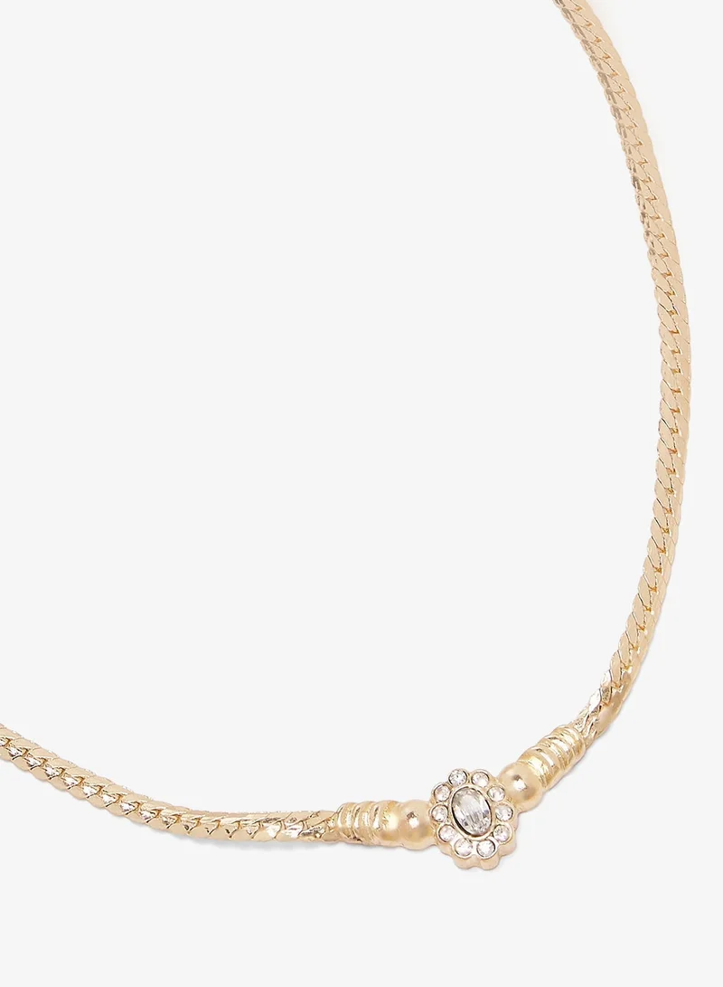 ELLA GOLD Layered Dainty Drop Down Necklace for Women | Best Price UAE