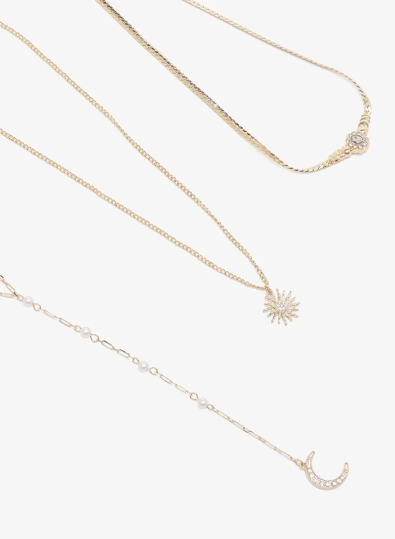 ELLA GOLD Layered Dainty Drop Down Necklace for Women | Best Price UAE
