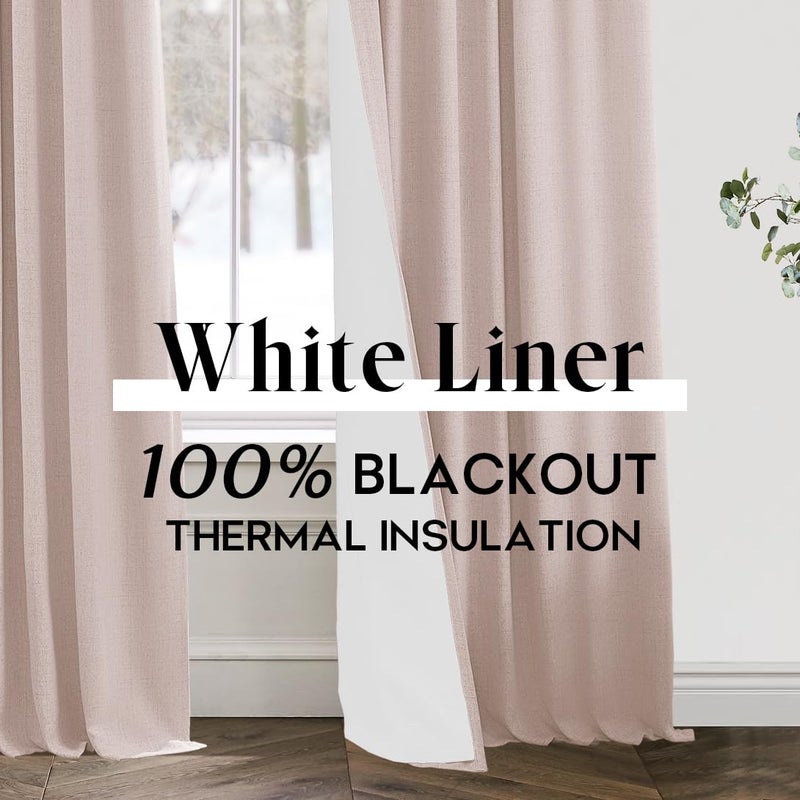 PANELSBURG Nursery Curtains for Girls Room Linen Black Out Back Tab Hooks Pleat Preppy Pink Blackout Curtains 2 Panels 63 Inch Length for Baby Teen Bedroom Dormitorio Dorm Short Window Dusty Blush Pink - Image 5