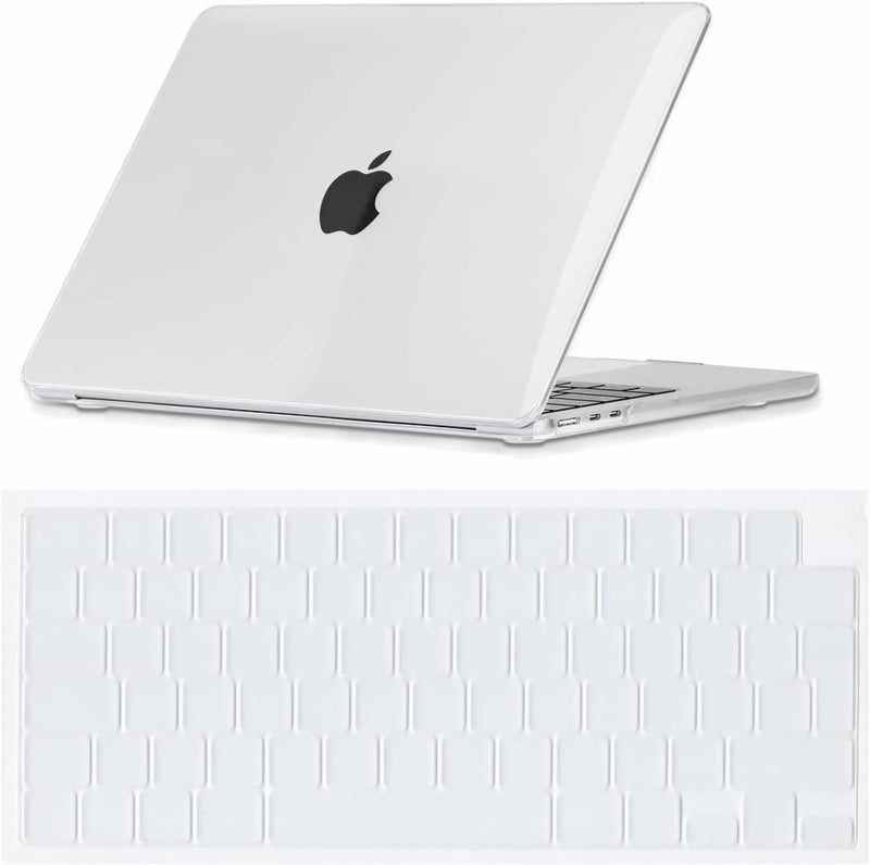 سيفن لاين متوافق مع حافظة MacBook Air 13.6 بوصة M4/M3/M2 2022-2025 حافظة صلبة كريستالية شفافة للكمبيوتر المحمول لـ Mac Air 13 بوصة موديل جديد A2681/A3113/A3240 وواقي لوحة مفاتيح، شفاف - Image 1
