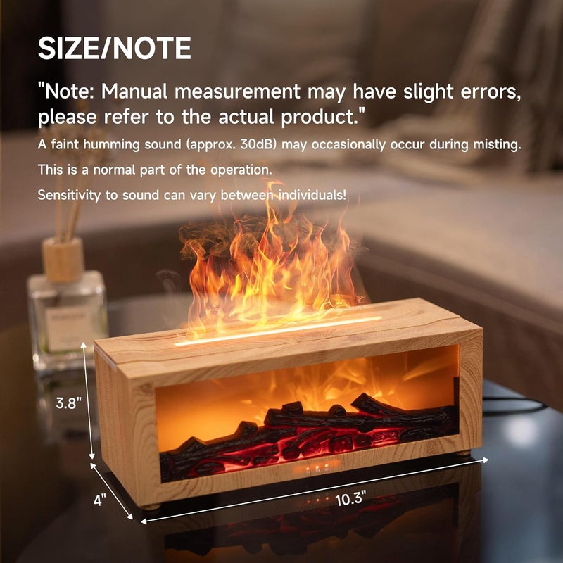 TMEHM - Flame Air Diffuser Humidifier for Fireplace, Aromatherapy Essential Oil Diffuser, Ultrasonic Humidifier with Timer for Home, Bedroom, Office, Yoga - Image 2
