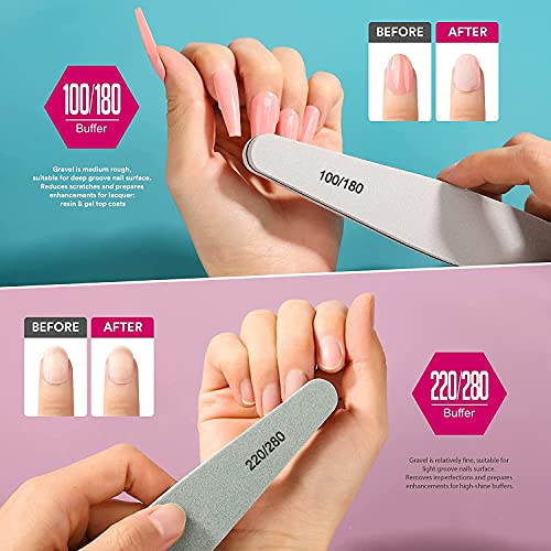 Royalkart Nail Filer Set Nail Buffer Filer Block Natural Manicure Filer Nail Polish Remover Washable Double Sided Emery Boards For Acrylic Nails & Natural Nails (Pack of 6) - Image 3